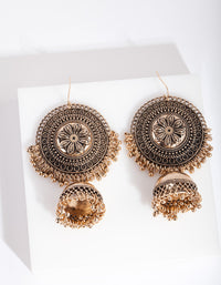 Antique Gold Jhumka Earrings - link has visual effect only