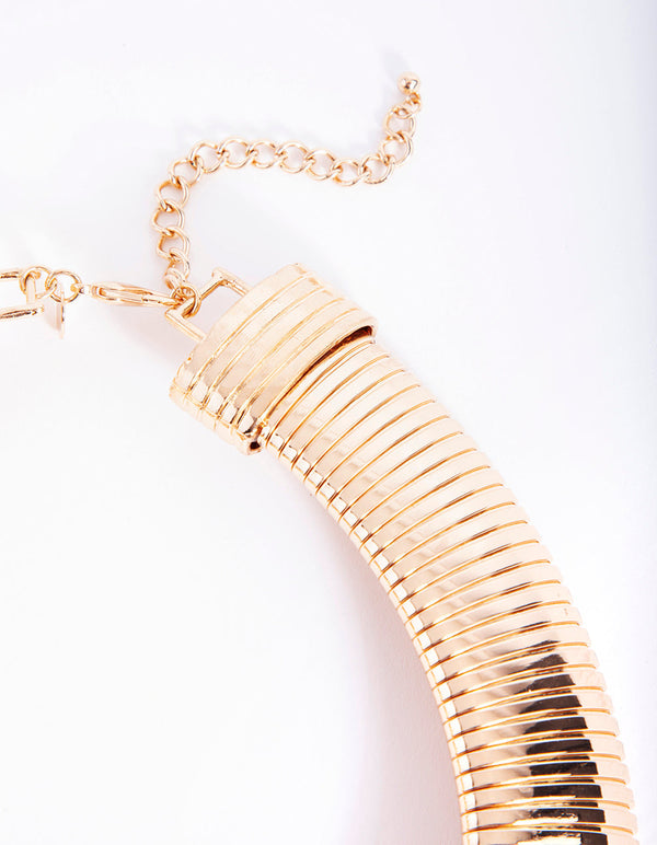 Złoty szeroki naszyjnik Slinky
