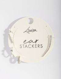 Silver Diamante Cuff & Hoop Earring Stack Pack - link has visual effect only