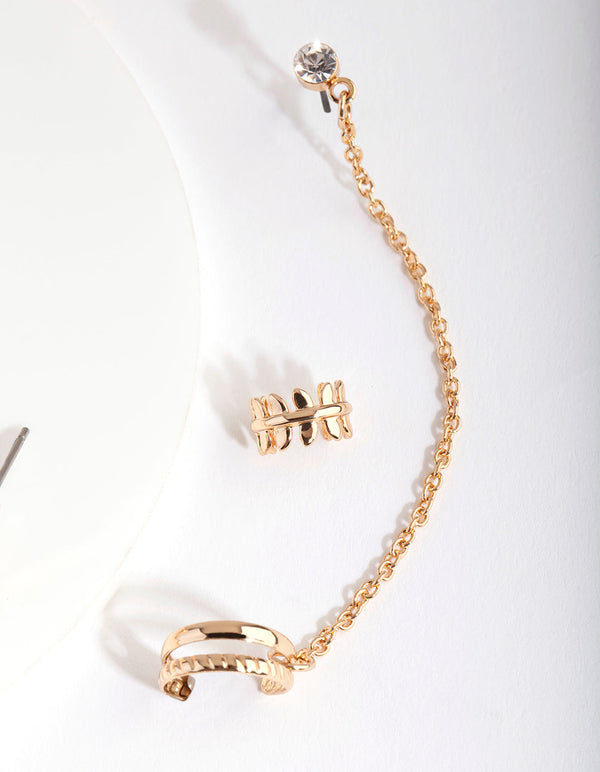 Gold Hoop & Diamante Earring Pack