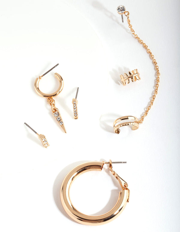 Gold Hoop & Diamante Earring Pack