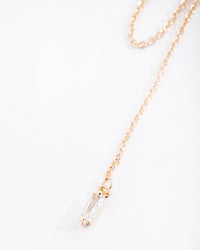 Gold Baguette Chain Drop Huggie Earrings - link has visual effect only
