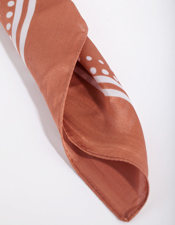 Brązowa chusta na włosy typu bandana z nadrukiem paisley