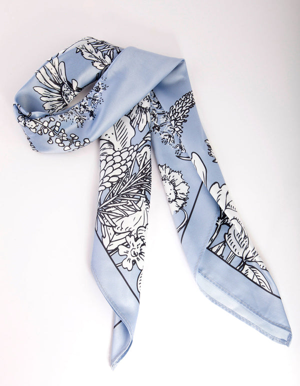 Lichtblauwe bloemenbandana-haarsjaal