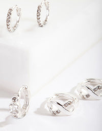 Zilveren Huggie Stack Pack-oorbel - link has visual effect only