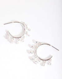 Silver Cubic Zirconia Diamante Hoop Earrings - link has visual effect only