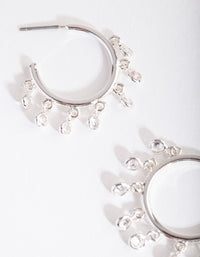 Silver Cubic Zirconia Diamante Hoop Earrings - link has visual effect only
