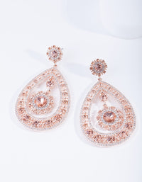 Rose Gold Floral Gem Earrings - link has visual effect only