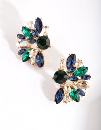 Gouden oorbellen met gemengde diamanten - link has visual effect only