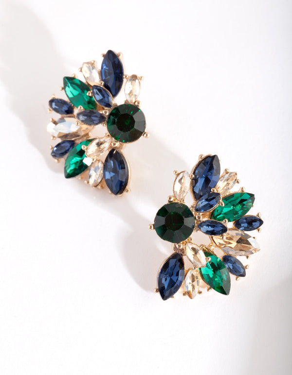 Gouden oorbellen met gemengde diamanten