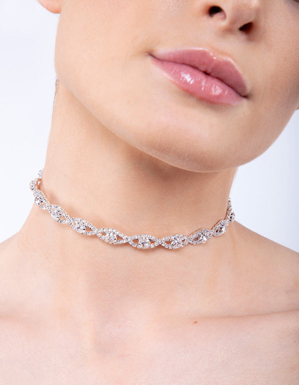 Naszyjnik choker z łańcuszkiem w kształcie oka ze srebra