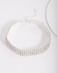 Silver 5 Row Diamante Choker Necklace - link has visual effect only