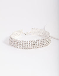 Silver 5 Row Diamante Choker Necklace - link has visual effect only