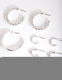 Zilveren Multi Twist Hoop Oorbel 6-pack - link has visual effect only