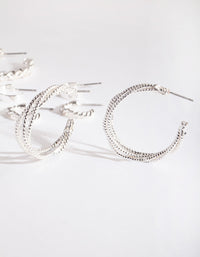 Zilveren Multi Twist Hoop Oorbel 6-pack - link has visual effect only