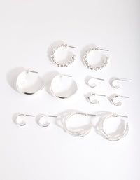 Zilveren Multi Twist Hoop Oorbel 6-pack - link has visual effect only