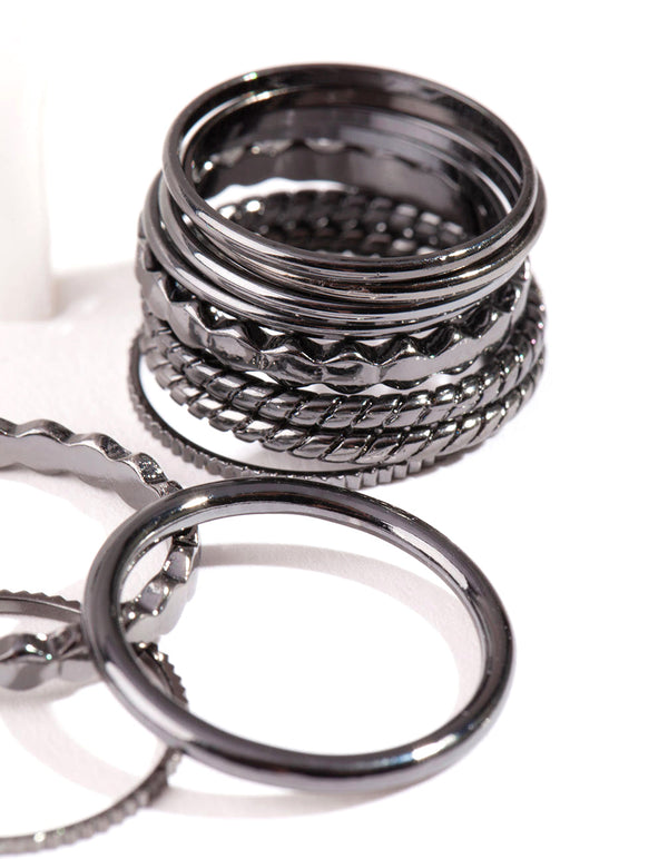 Gunmetal Fine Band Ring 16 Pack