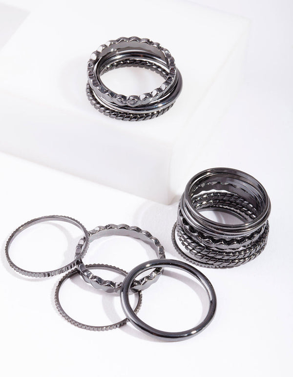 Gunmetal Fine Band Ring 16 Pack