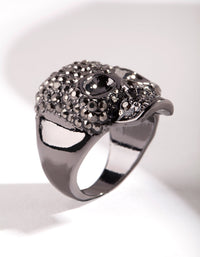 Pierścień z czaszką z diamentami w kolorze gunmetal - link has visual effect only