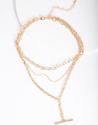 Gold Multi Chain Bar Necklace - link has visual effect only