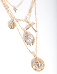 Gold Cross & Pendant Layered Necklace - link has visual effect only