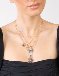Gold Cross & Pendant Layered Necklace - link has visual effect only