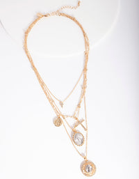 Gold Cross & Pendant Layered Necklace - link has visual effect only
