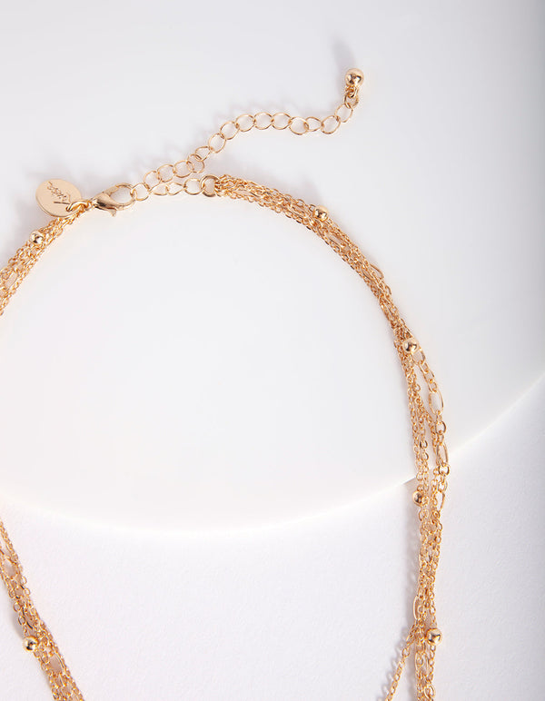 Gold Cross & Pendant Layered Necklace