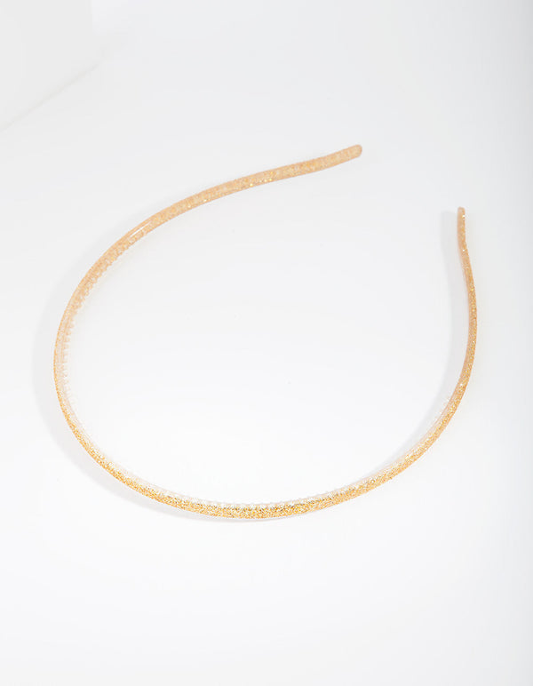 Plastikowa opaska z brokatem w kolorze złotym