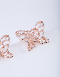 Rose Gold Textured Butterfly Stud Earrings - link has visual effect only