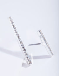 Silver Diamante Short & Long Stick Earrings - link has visual effect only