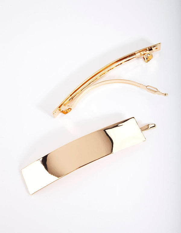 Spinki do włosów Gold Smooth Bar 2 sztuki
