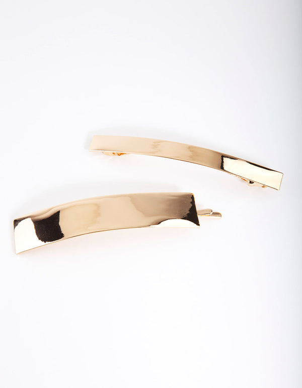 Spinki do włosów Gold Smooth Bar 2 sztuki