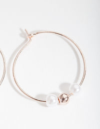 Rose Gold Pearl Bead Hoop Earrings - link has visual effect only