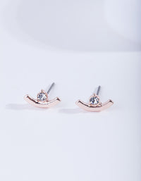 Rose Gold Curved Diamante Stud Earrings - link has visual effect only