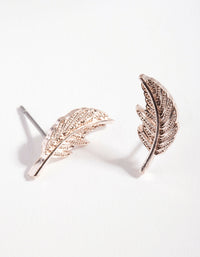 Rose Gold Metal Feather Earrings - link has visual effect only