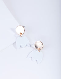 Gold White Flower Drop Earrings - link has visual effect only