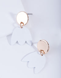 Gold White Flower Drop Earrings - link has visual effect only