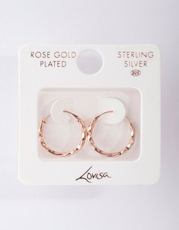 Rose Gold Plated Sterling Silver 18mm Twist Hoop Earrings
