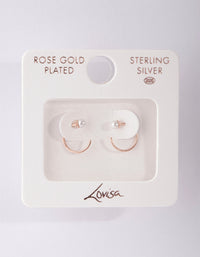 Rose Gold Plated Sterling Silver Pearl Pull Through Hoop Earrings - link has visual effect only