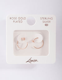 Rose Gold Plated Sterling Silver Heart Pull Through Hoop Earrings - link has visual effect only