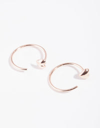 Rose Gold Plated Sterling Silver Heart Pull Through Hoop Earrings - link has visual effect only