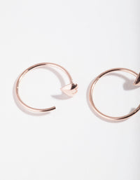 Rose Gold Plated Sterling Silver Heart Pull Through Hoop Earrings - link has visual effect only