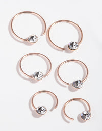Rose Gold Plated Sterling Silver Graduating Diamante Hoop Earring 3 Pack - link has visual effect only