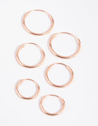 Rose Gold Plated Sterling Silver Plain Hoop Earring 3 Pack - link has visual effect only