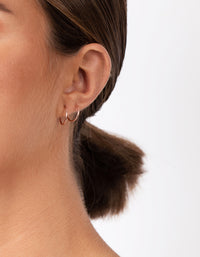 Rose Gold Plated Sterling Silver Plain Hoop Earring 3 Pack - link has visual effect only