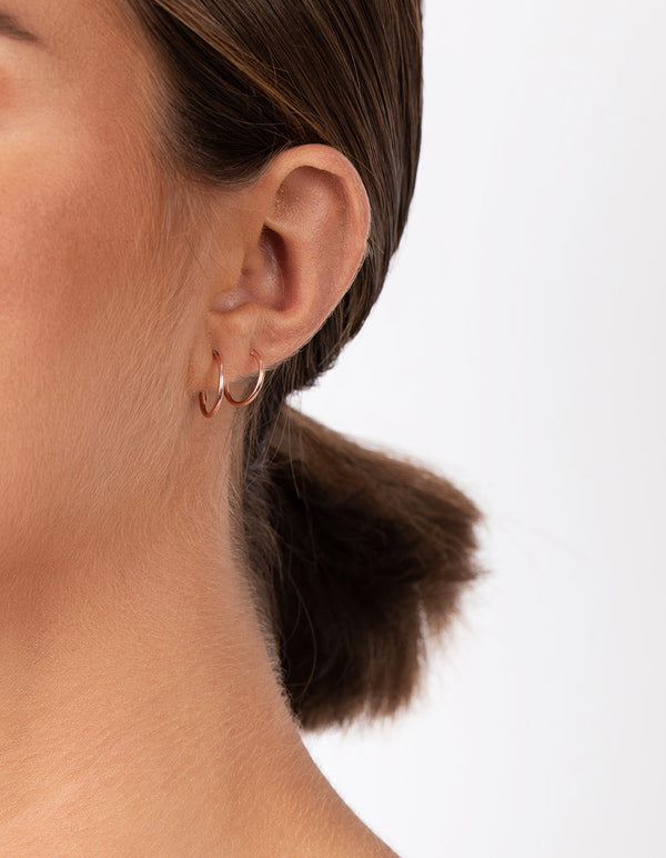 Rose Gold Plated Sterling Silver Plain Hoop Earring 3 Pack