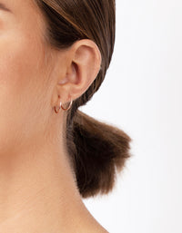 Rose Gold Plated Sterling Silver Graduating Diacut Hoop Earring 3 Pack - link has visual effect only