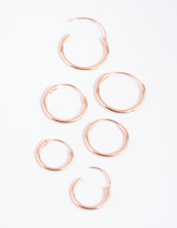 Rose Gold Plated Sterling Silver Plain Hoop Earring 3 Pack - link has visual effect only