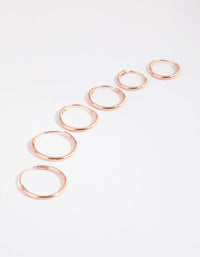 Rose Gold Plated Sterling Silver Plain Hoop Earring 3 Pack - link has visual effect only